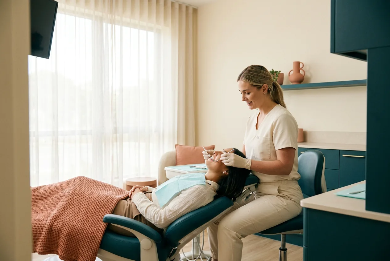 A Ora hygienist working with a patient